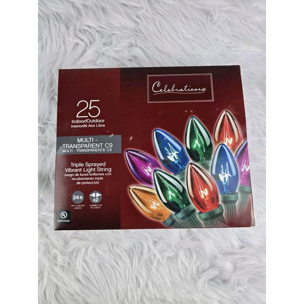 Celebrations Multicolor Transparent Vibrant Color Christmas Light String 24 Feet